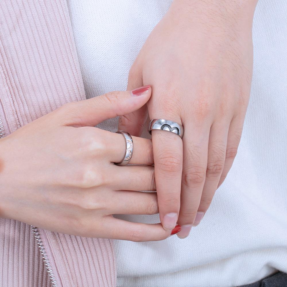 Heart Matching Promise Couple Rings Gift for Girlfriend and Boyfriend 925  Sterling Silver Minimalist Engraved Ring Love Gift for Her Him - Etsy