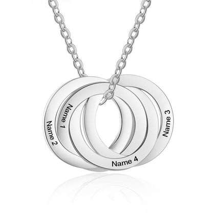 Personalized Quadruple Circles Silver Necklace - 4 Engravings
