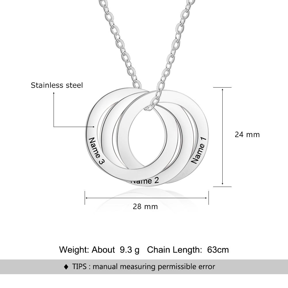 Personalized Triple Circles Silver Necklace - 3 Engravings