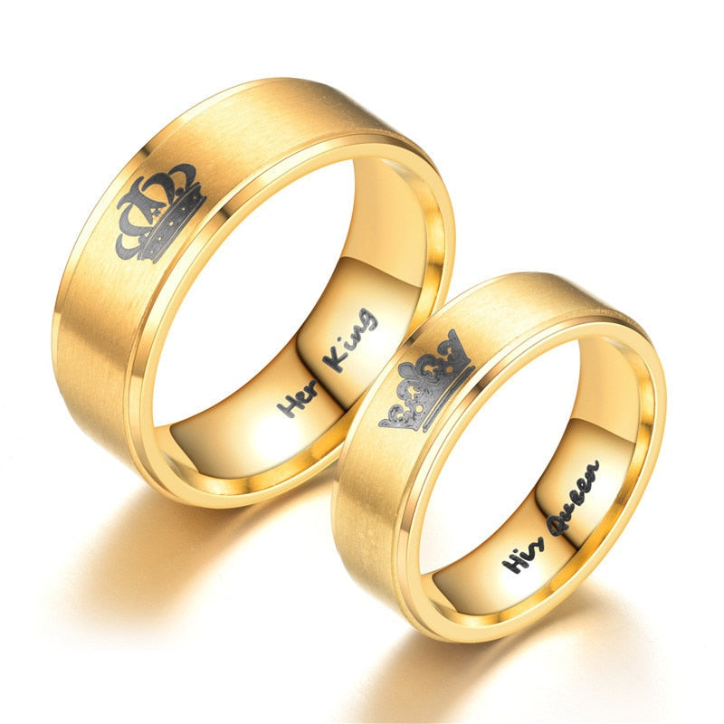 6mm Her King & His Queen Crowns Couples Rings