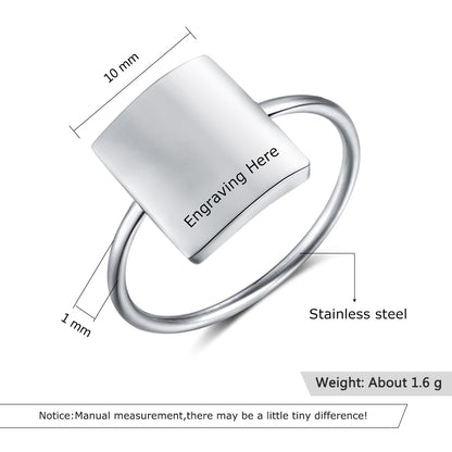 10mm Personalized Minimalist Stainless Steel Women's Ring (2 Colors)