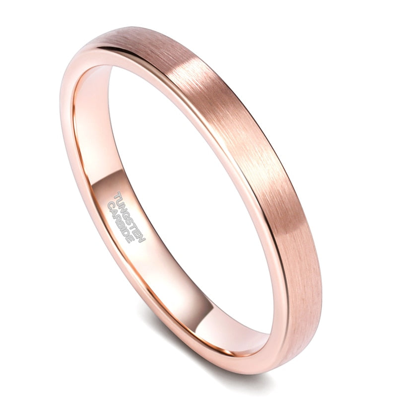 3mm or 5mm Minimalist Rose Gold Color Womens Ring