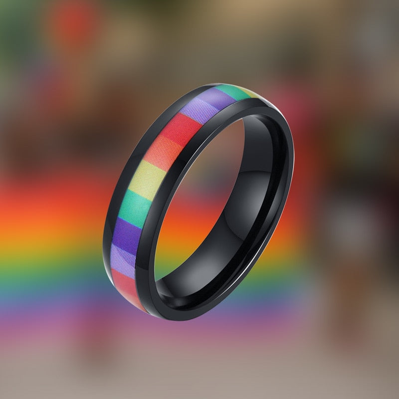 6mm Rainbow Stainless Steel Unisex Rings (2 Colors)