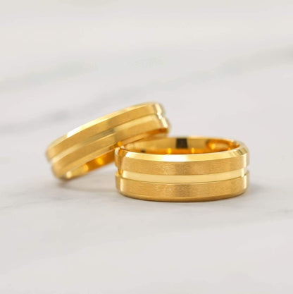 8mm or 6mm Gold Color Matte Tungsten Unisex Rings