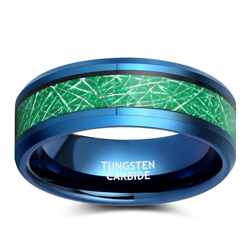 8mm Blue & Green Tungsten Men's Ring