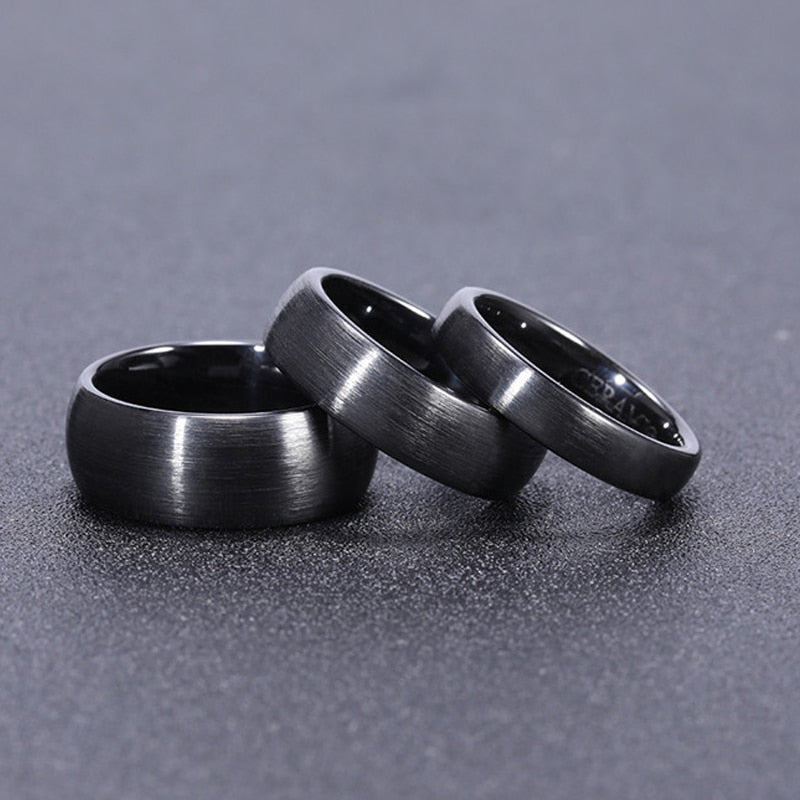 4mm, 6mm or 8mm Pure Black Ceramic Unisex Ring