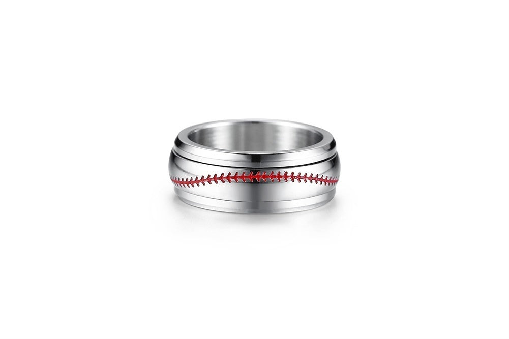 Baseball Stainless Steel Silver Unisex Spinner Ring