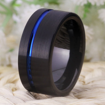 10mm Width Comfort Fit Design Mens Ring (3 Colors)