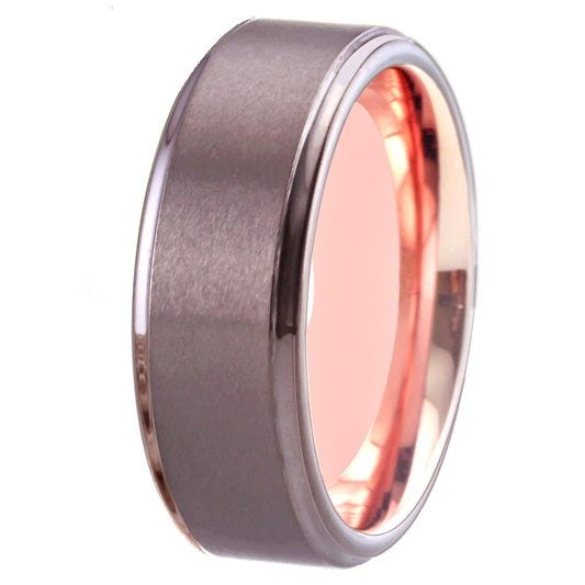 8mm Gunmetal & Ring Rose Golden Unisex Ring
