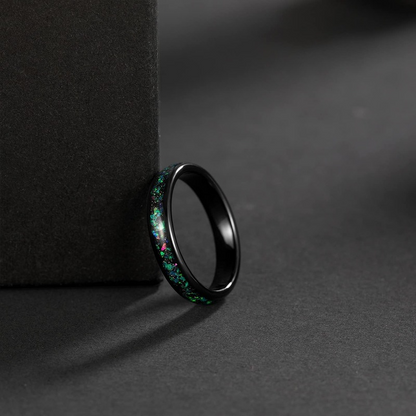 4mm & 8mm Multi-Colors Opal Inlay Unisex Rings