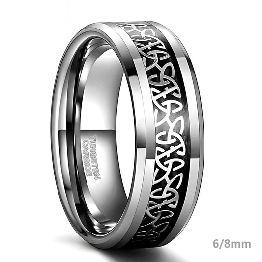 6mm & 8mm Celtic Knot Pattern Tungsten Unisex Ring