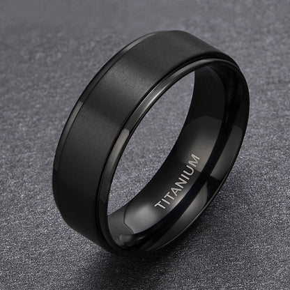 8mm Silver, Black or Gold Color Classic Titanium Unisex Ring