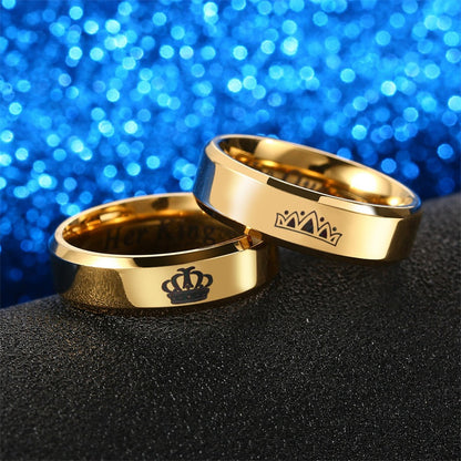 Her King & His Queen High Polished Couples Rings (2 Colors)