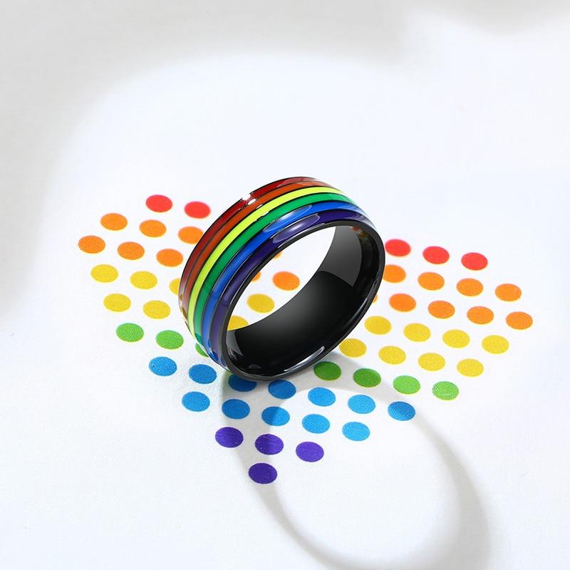 Rainbow Lines Stainless Steel Pride LGBTQ+ Unisex Ring