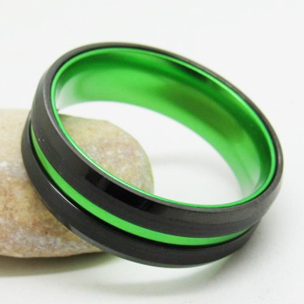 8mm Rich Green & Black Tungsten Mens Ring