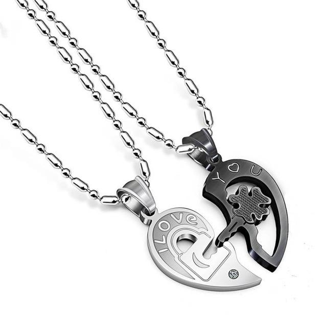 Romantic Stainless Steel Half Heart Couples Necklaces (Set - 3 Styles)