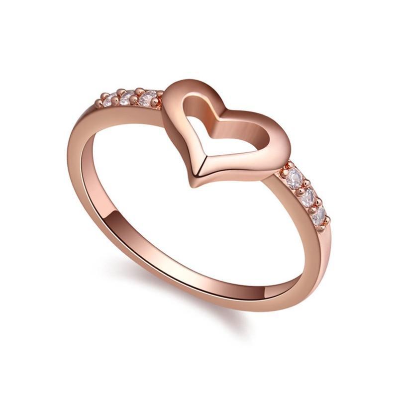 Cute Heart Rose Gold Womens Ring