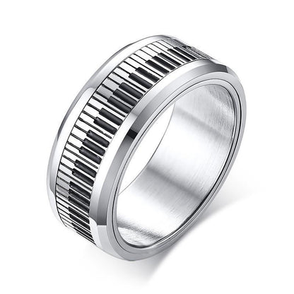 Rotatable Piano Keys Musician Men's Spinner Ring (Anxiety Relief)