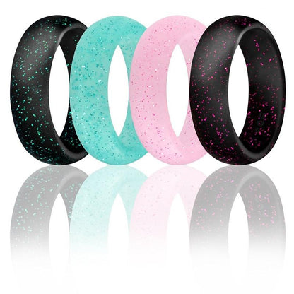 Silicone Casual Sports Comfortable Womens Rings (4 Pack)