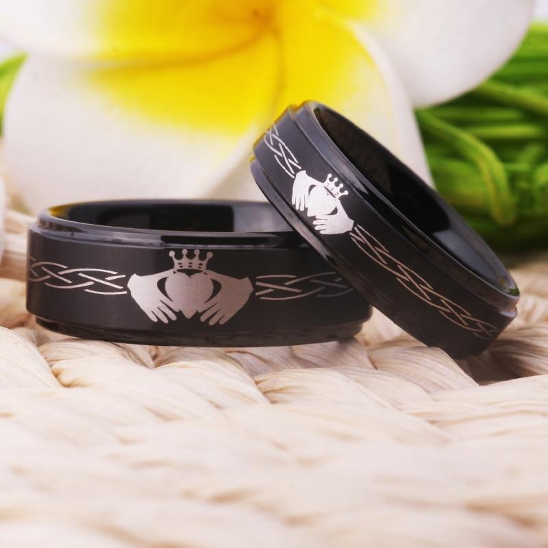 Traditional Irish Claddagh Tungsten Couples Rings