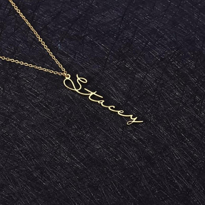 Vertical Handwriting Personalized Name Necklace (3 Colors)